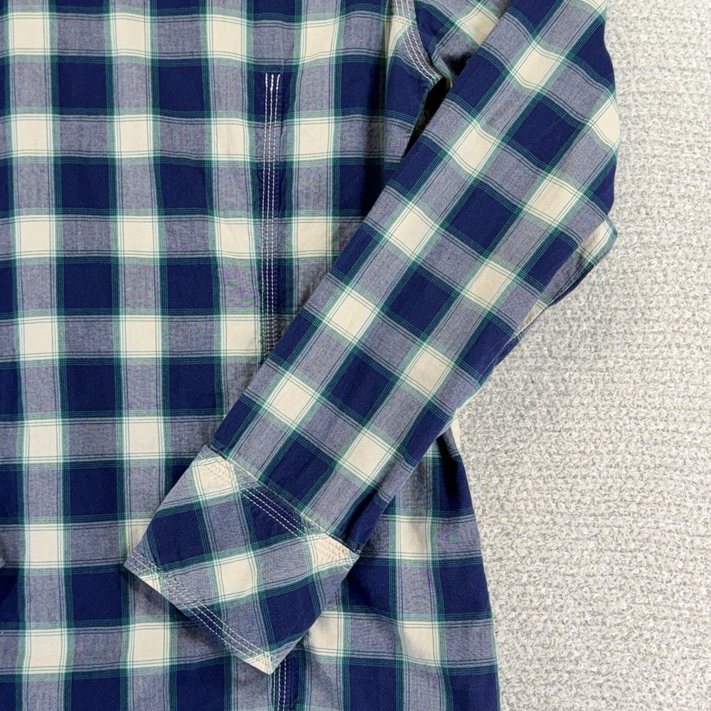 True Religion Western Pearl Snap Shirt Mens Large Blue White Plaid Long Sleeve - Picture 9 of 15